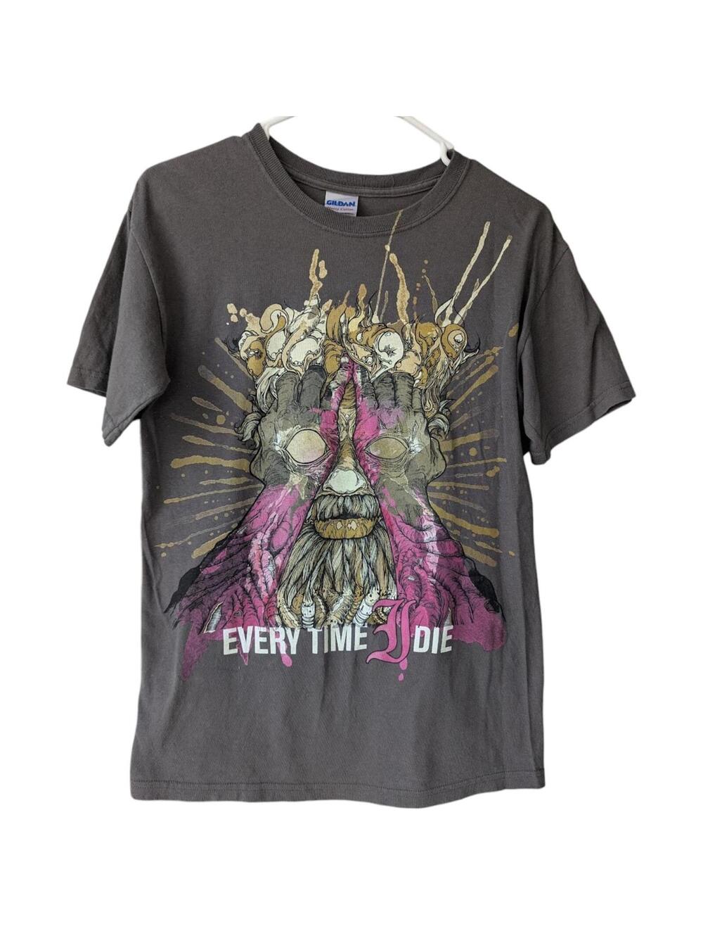 Vintage Every Time I Die Shirt S Gray New Junk Aesthetic Hardcore Band y2k 18x27